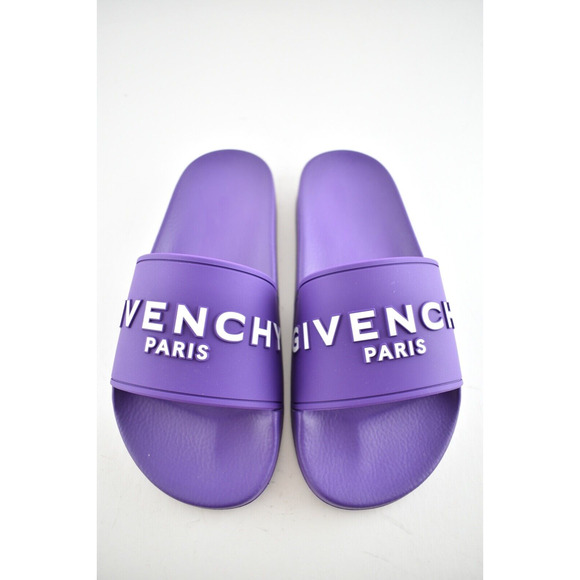 Givenchy Paris Purple Rubber White Logo Slide On Pool Sandal Flip Flop Flat 36 - Picture 8 of 12